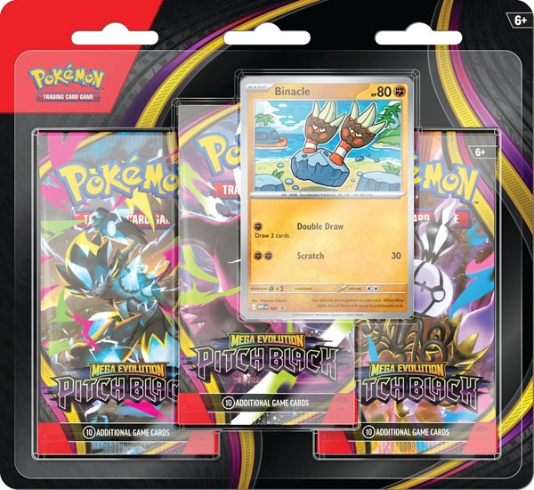 Pokemon Blister Pack - 3-Pack: 3 Mega Evolution: Pitch Black Booster blister + Binacle Black Star Promo